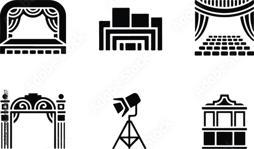 Theater Silhouette Icon Collection Set