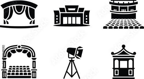 Theater Silhouette Icon Collection Set