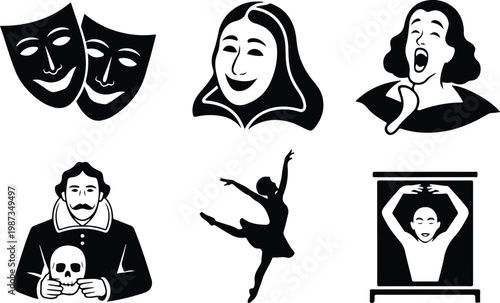Theater Silhouette Icon Collection Set
