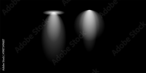 Stage Spotlight Beam Light Effect with Glowing Rays and Concert Theatre Illumination on Transparent Background