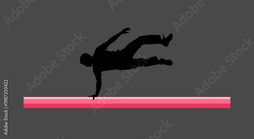 Silhouette Of A Person Performing An Athletic Move On A Pink Bar Dynamic Motion
