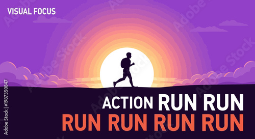 Silhouette Runner Ascending Majestic Sunrise For Fitness And Health Motivation