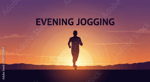 Silhouette Runner Ascends Against Vibrant Dusk Horizon