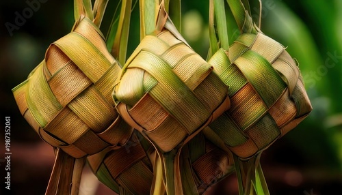 Ketupat - Traditional Rice Dumplings Woven from Palm Leaves.