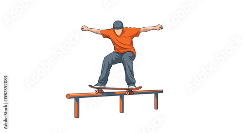 Skateboarder Performing A Grinding Trick On A Rail