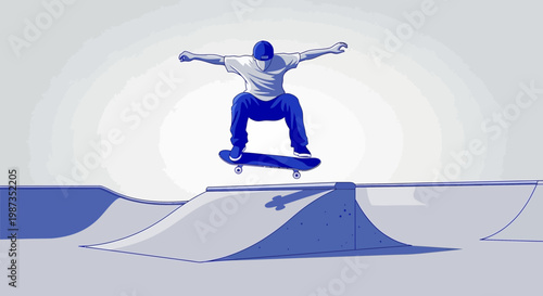 Skateboarder Performs Dynamic Aerial Trick In Urban Skatepark Environment