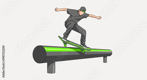 Skateboarding Trick On Rail