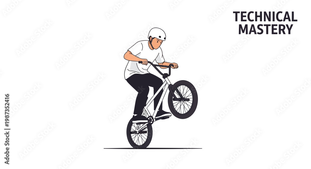 Fototapeta premium Skilled Rider Demonstrates Extreme Bicycle Control With Technical Mastery