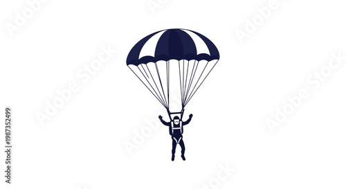 Skydiver Descending With Parachute Icon Minimalist Graphic Design