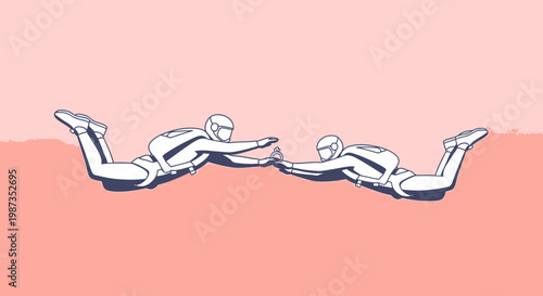 Skydiving Couple Exchange Wedding Rings Mid-Air Romantic Proposal Scene