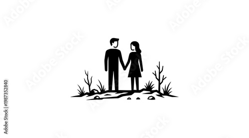 Couple Holding Hands on a Hillside