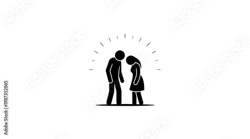 Concerned Man Comforting Sad Woman Stick Figure Concept