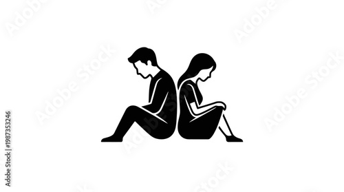 Silhouette of a Depressed Couple Separated