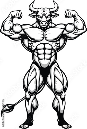 Minotaur bodybuilder a powerful hybrid creature with incredible musculature