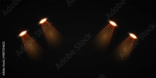 Stage Spotlight Beam Light Effect with Glowing Rays and Concert Theatre Illumination on Transparent Background