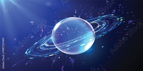 A luminous jellyfish drifts through the deep blue abyss like a solitary star navigating the vast expanse of a galaxy within the silent universe