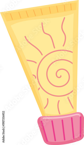 SPF sunscreen tube in flat style, perfect for skincare campaigns, summer ads, and beach safety content.