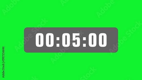 60 seconds digital count up timer with white numbers on a grey background isolated on a green screen chroma key for video projects and overlays. 4K video with alpha channel