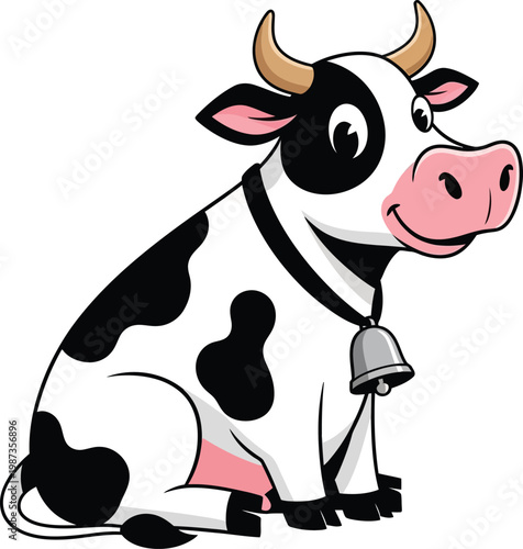 Charming cartoon cow illustration a friendly farm animal portrait