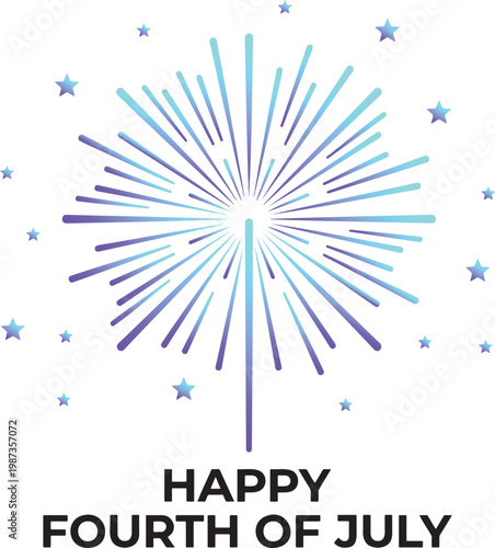 Colorful Fourth of July Fireworks Burst with Stars