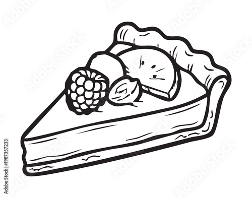 Homemade dessert with fresh berries and crust. Gourmet bakery pastry featuring vibrant fruit and crispy crust. Delectable slice of raspberrytopped tart with detailed crust and homemade charm