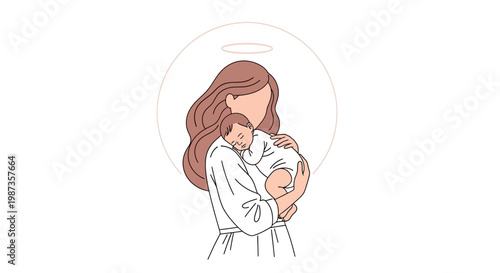 A woman holding a sleeping baby close.