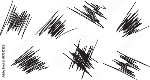 Black scribbles and lines set for graphic design elements