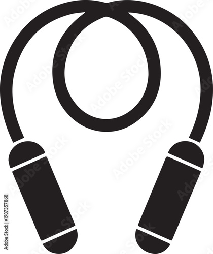 Jump rope icon skipping rope equipment for cardio workout and fitness training isolated black silhouette vector graphic