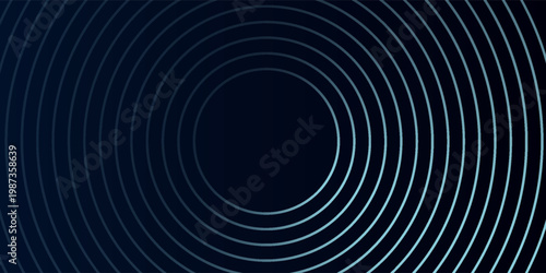 Blue abstract background with glowing circles. Swirl circular lines pattern. Geometric spiral. Twirl element. Modern graphic design. Futuristic technology concept.