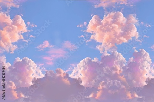 clouds in the sky Beautiful evening sky with soft glowing clouds and pastel color palette.