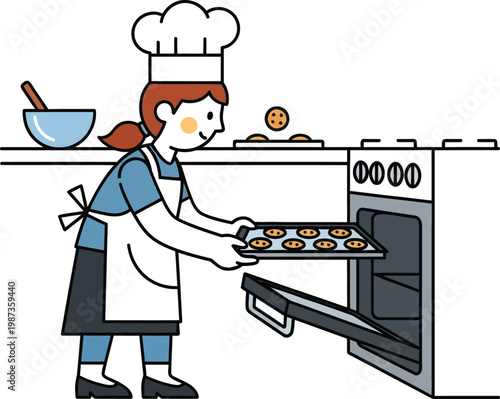 Baker Placing Cookies in Oven