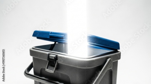 Wallpaper Mural A Beam of Light Emanates from a Trash Bin in a Minimalist Studio Environment Torontodigital.ca