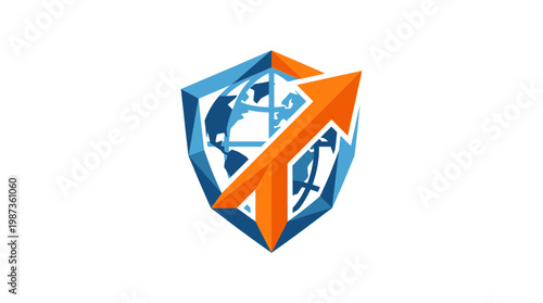 Global Logistics and Business Growth Logo Design