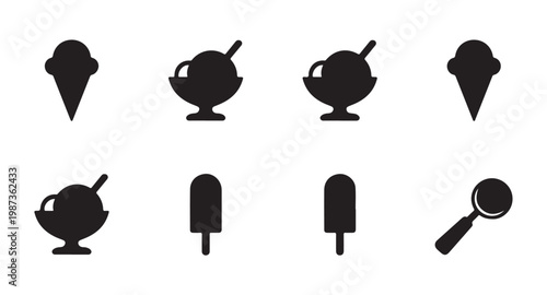 Minimalist Ice Cream Silhouette Icons Collection