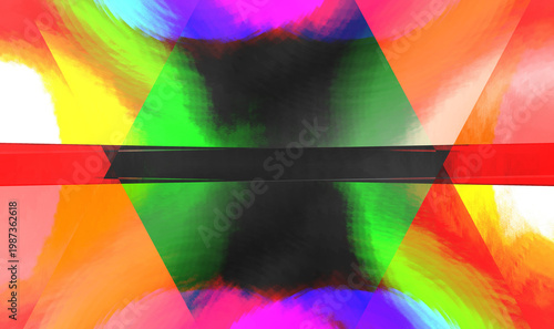 Foto Digital Composition Featuring A Central Black Hexagon And Horizontal Rectangular