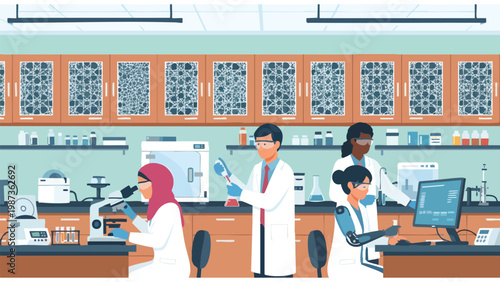 Diverse Scientists Researching in Modern Laboratory, Scientific Innovation