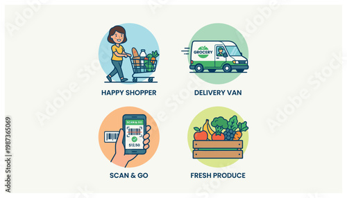icons for grocery shopping and delivery.