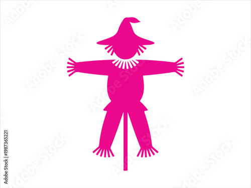Foto Scarecrow silhouette, Black silhouette of a classic scarecrow with arms outstret