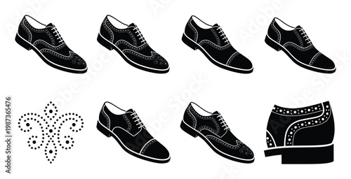 Classic mens brogue shoes set with decorative perforation patterns and elegant leather oxford design