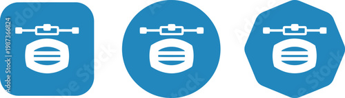 Blue Rowing Boat Icon Set – Minimalist Nautical Symbols for Sports, Fitness, and Outdoor Activities