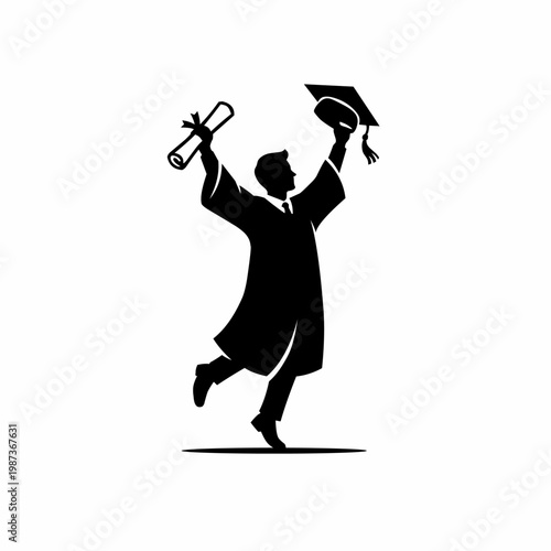 School graduation silhouette vector illustration 