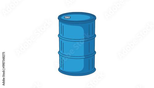 A blue steel barrel icon on a white background for industrial use