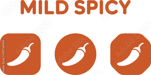 Mild Spicy Icon Set with Chili Pepper Symbols for Food Labels and Restaurant Menus
