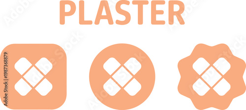 Medical plaster icon set in flat style for healthcare and first aid design isolated on white background