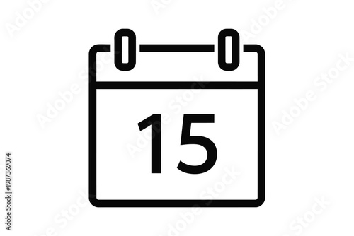 Minimalist calendar icon with the fifteenth date highlighted in bold typography design