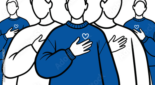Group showing support with heart gesture vector illustration for teamwork community unity appreciation social connection charity and collaboration concept