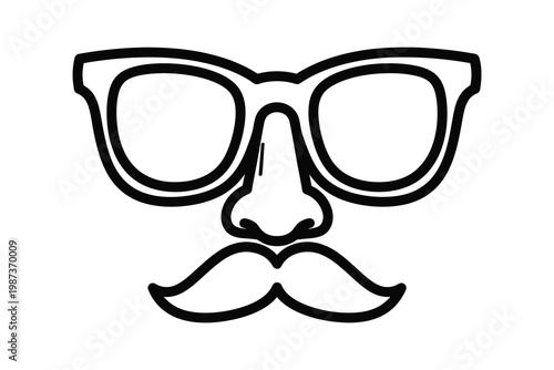 Cute and playful illustration of glasses with a nose and mustache design element