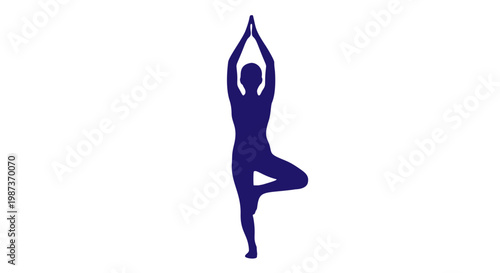 yoga, woman in tree pose, vrksasana, vector illustration