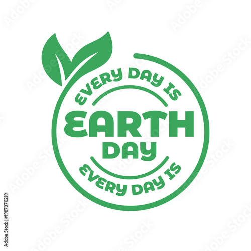 earth day badge, save the planet, 22 april day of planet earth logo emblem with plant leaf