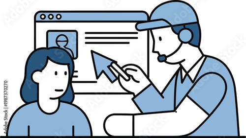 Customer Service Support Agent Helping Woman with Online Profile